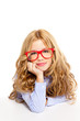blond fashion kid girl with glasses portrait on white