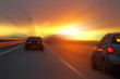 car at sunset on the highway