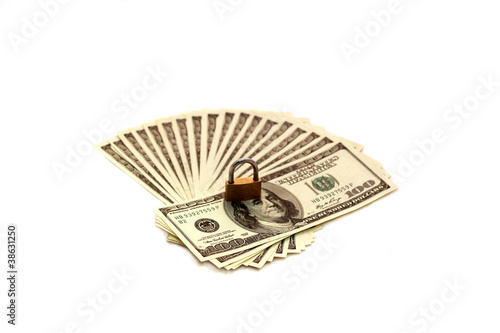 Photo: money dollars with lock money dollars with lock