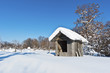 landscape with a hut covered with snow landscape with a hut covered with snow