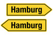 2 Pfeilschilder gelb HAMBURG