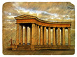 Old grunge antique paper texture of Greek colonnade pattern