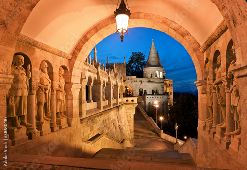 Photo: The south gate of the Fisherman's Bastion in Budapest The south gate of the Fisherman's Bastion in Budapest