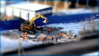 Yellow excavator.Time lapse.