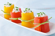 Antipasto, peperoni ripieni di formaggio