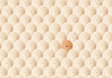 Naughty egg poking out its tongue among a crowd of dummy eggs