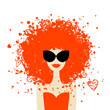 Woman portrait with orange hairstyle, summer style