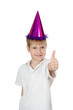 The boy in a cap isolated on white background