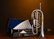 antique trumpet and clarinet in case antique trumpet and clarinet in case