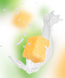 Pineapple in milk splash