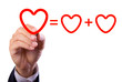 hand writing love mathematical equation  of heart