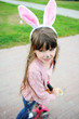 Photo: Portrait of cute little girl with bunny ears Portrait of cute little girl with bunny ears