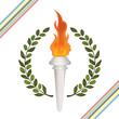 Burning Olympic torch and olive wreath Burning Olympic torch and olive wreath