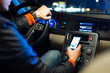 Driving a car at night -man driving his modern car at night