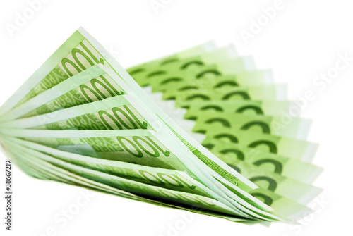 Photo: Hundert Euro Scheine kurvig angeordnet Hundert Euro Scheine kurvig angeordnet