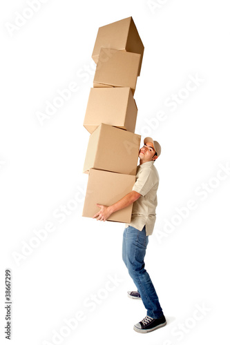 Photo: Man carrying boxes Man carrying boxes