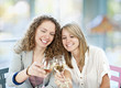 Women toasting with white wine