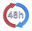 48 hours delivery sign. Computer generated 3D photo rendering.