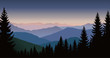vector morning in mountains