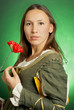 Medieval woman in a green dress