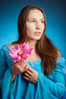 Medieval woman in a blue dress