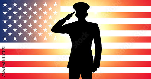 Illustration: A american soldier saluting A american soldier saluting