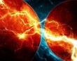 Fire and ice abstract fractal lightning