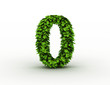 Number 0, alphabet of green leaves