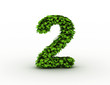 Number 2, alphabet of green leaves