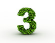 Number 3, alphabet of green leaves