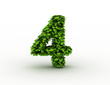 Number 4, alphabet of green leaves