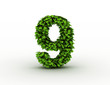 Number 9, alphabet of green leaves