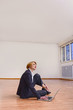 Moving to new office: Businesswoman with laptop