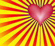 Love heart With Red And Yellow Rays