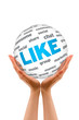 Hands holding a Like Sphere