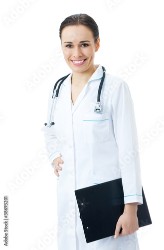 Foto: Doctor or nurse with clipboard, on white Doctor or nurse with clipboard, on white