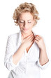 Photo: expressive portrait of woman who has chest pain expressive portrait of woman who has chest pain