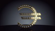 Turning golden euro sign with diamonds - loop + matte