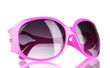 Women's pink sunglasses with diamonds isolated on white