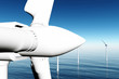Windfarm in the sea 3D render