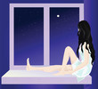 Girl sitting on the windowsill