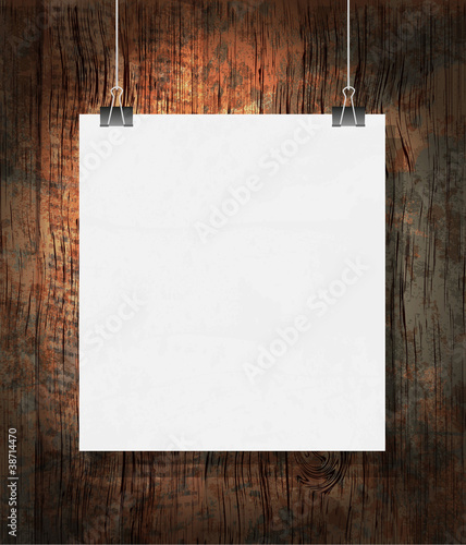 Vetor: Blank on the paper clips. On dark grunge background. Blank on the paper clips. On dark grunge background.