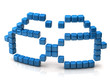 Glasses icon made of blue cubes