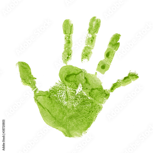 Illustration: High resolution green painted hand print High resolution green painted hand print