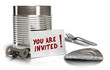 you are invited written on a card with tin can you are invited written on a card with tin can