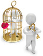 man in a golden cage, person holds the golden key