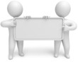 two people with an empty signboard in hands, 3d render