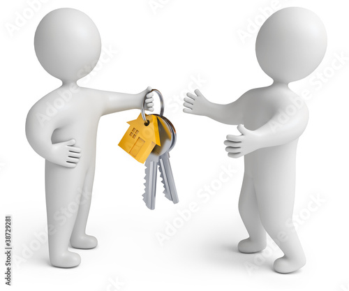 Illustration: House Key, on a white background, 3d render House Key, on a white background, 3d render