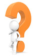3d human character with a Orange question mark