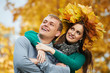 Couple at autumn outdoors